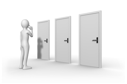 On ne touche pas à l'image! copyright Fotolia, choix des 3 portes fermées